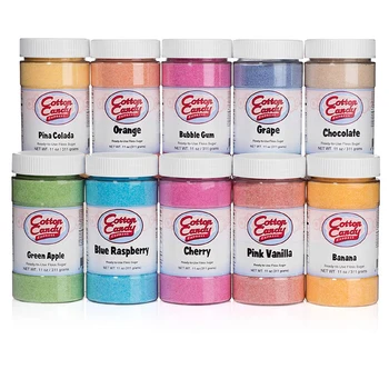 Pack of 10 Floss Sugar Cotton Candy Pack Each 11-ounce Jar of Floss Sugar Makes Approximately 20-30 Floss Sugar