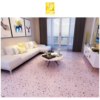 BOTON STONE 600*600mm Pink Kitchen Floor and Wall Tile Cement Terrazzo Ceramic Tile
