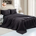 100% Pure Satin Luxury Silk Solid Color Bed Sheet Bedsheet With Pillowcase Bed Sheet Cover Set