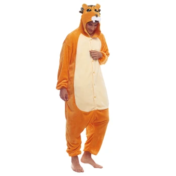 Button-down one piece pajamas / Lion costume with hood, for adults S/M/L