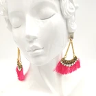 Earrings 2022 New Tassel Pendant Earrings Retro Fan Earrings Large Rhinestone Earrings