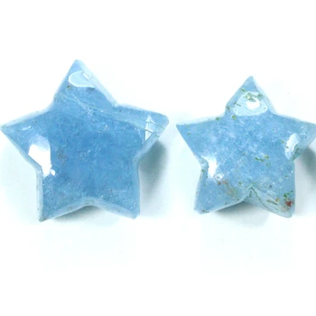 Natural Aquamarine Flat Back Cabochon Gemstone Star Shape Smooth Polished Loose Aquamarine Gemstone For Making Jewelry