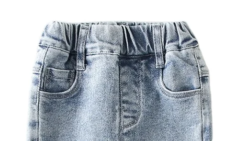Kids Girls Denim Jeans Customized 4-12 Years Elastic Waist Casual jeans Fit slim Jeans Pants Solid Children's Pants