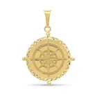 Pendant Yiwu Gemnel 14k Gold Charm 12mm Disc Pendant Compass Coin Necklace Silver