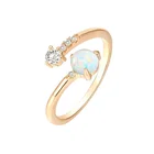 Jewelry Opal Ring Gemnel Hot Selling 18k Gold Plated Jewelry 925 Sterling Silver Opal Diamond Band Rings Women