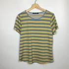 Hot Sale Summer Short Sleeve Yellow Blue Stripe Oversized Tshirt Women Casual Plus Size Shirts O Neck Shirts For Women