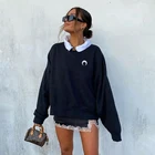 Long Sleeve Hoodies Minimalist Sweatshirts O Neck Embroidered Long Sleeve Women Hoodies Custom OEM