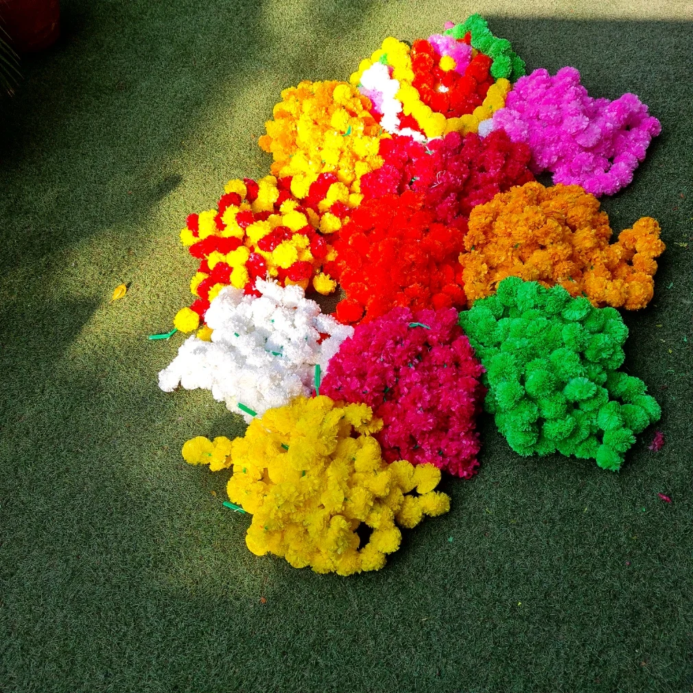 Wholesale Artificial Marigold Flower Garlands 5 Ft Long Use In Parties