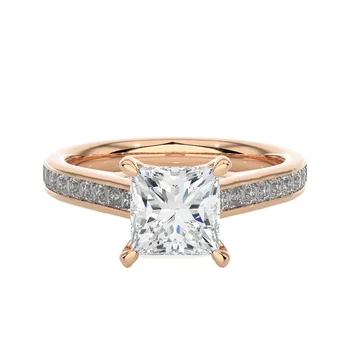 Wholesale Fashion Women Jewelry Real Gold Diamond Solitaire Ring Women's Diamond Jewellery Engagement Ring Wedding Diamond Ring