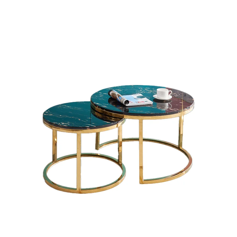 Nordic Round Marble Luxury Coffee Table Set Modern Living Room Furniture Stainless Steel Otros Muebles De Sala Coffee Table