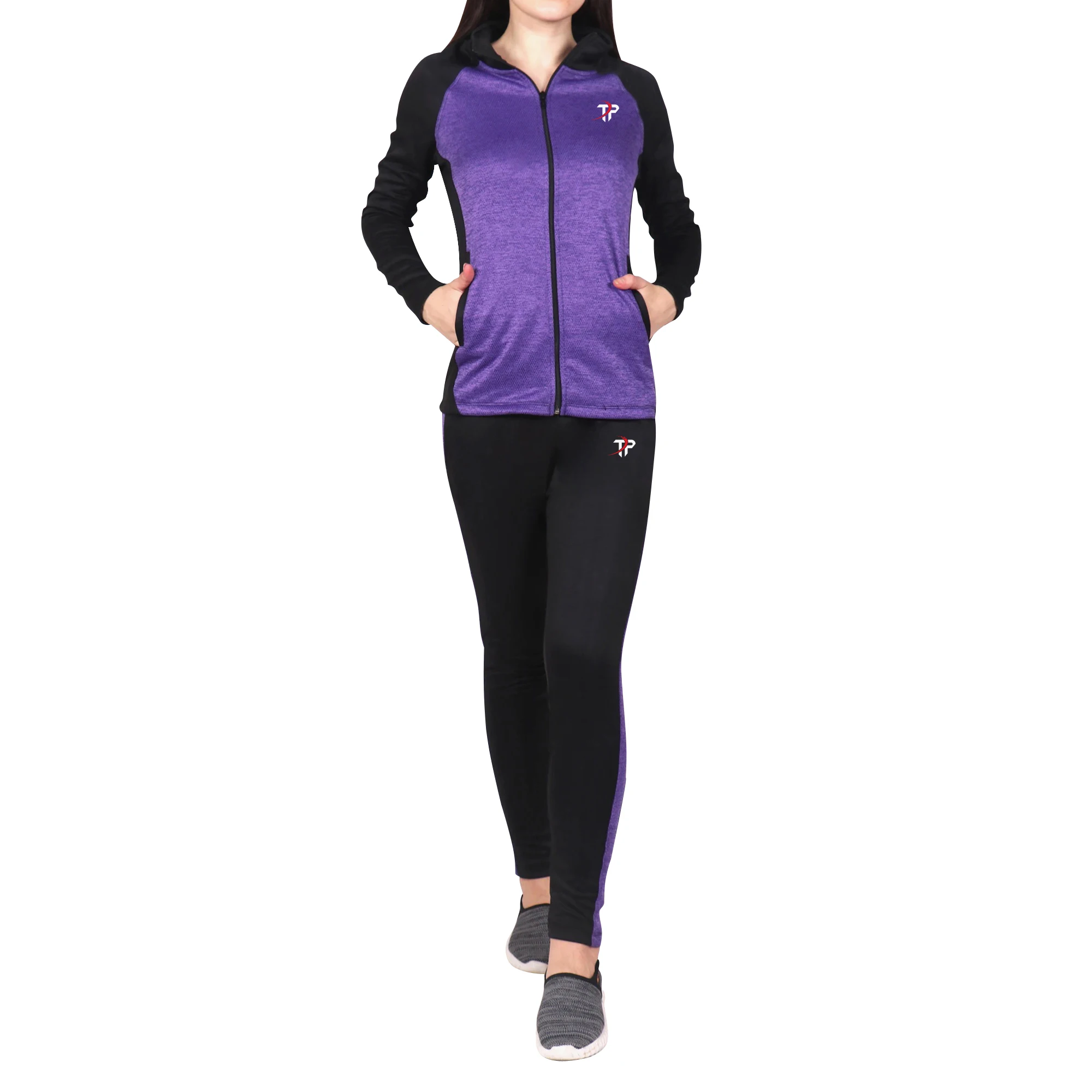 purple and black jogging suit