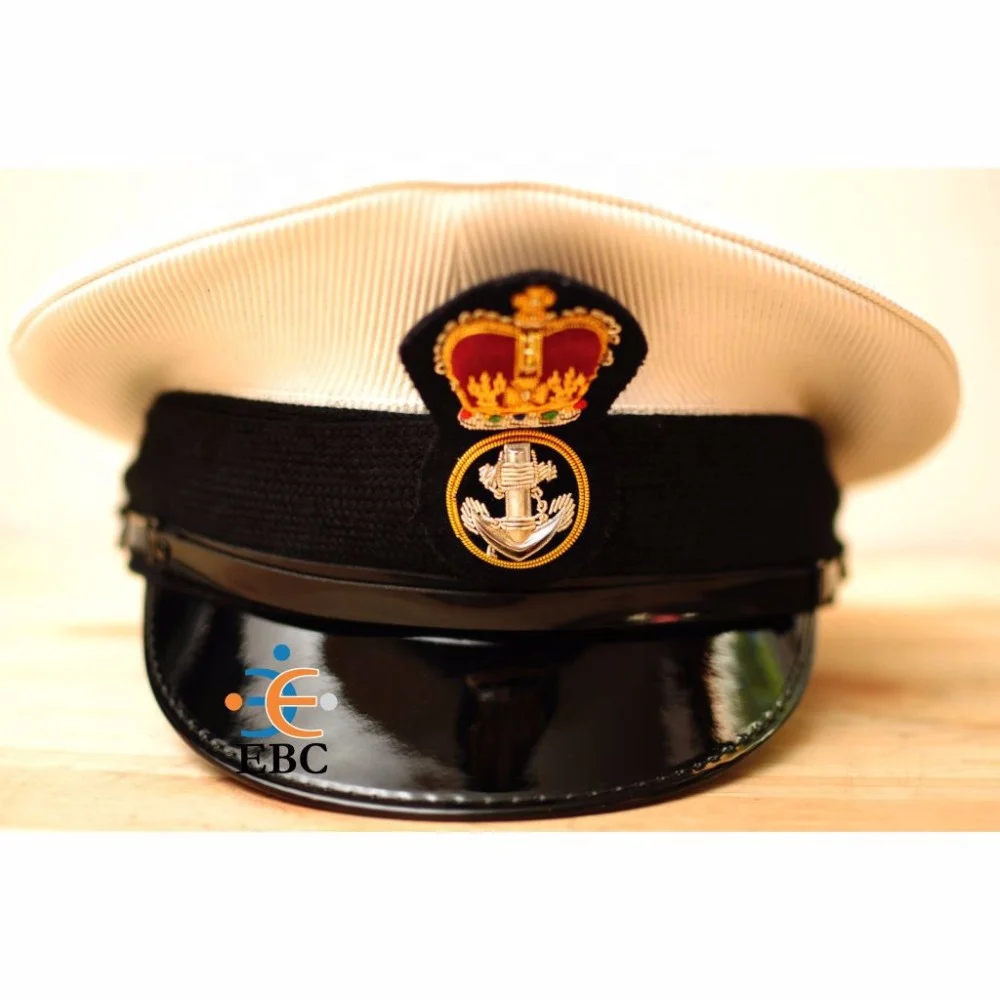 Top Rank Anchor Symbol White Seaman Peak Cap Manufacturer High Quality