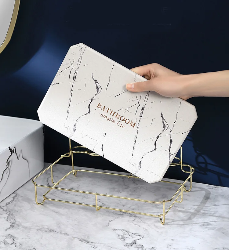 Decorative Metal and Diatomite Toothbrush Rack Tray for Bathroom