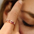 Ruby Gemstone Engagement Women Ring 14k 18K Gold Ruby And Diamond Mixed Shape Cluster Ring