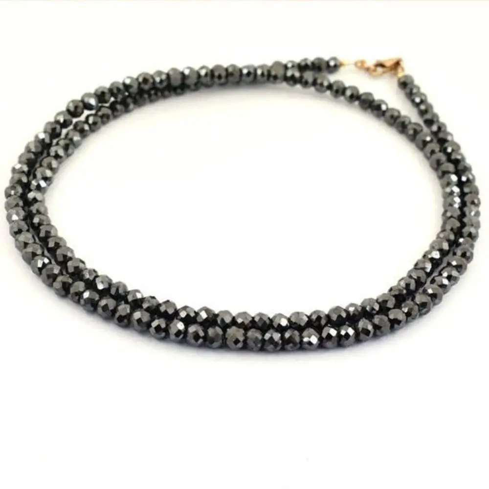 Super Jet Black Diamond Beads Necklace 