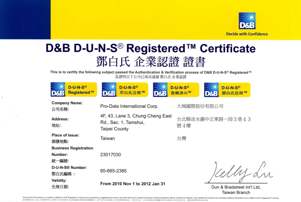 D N B Certificate