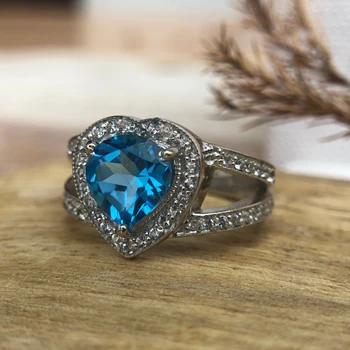 Blue topaz 925 sterling silver ring handmade jewelry newly CAD designed rings by Indian supplier wedding fashion rings