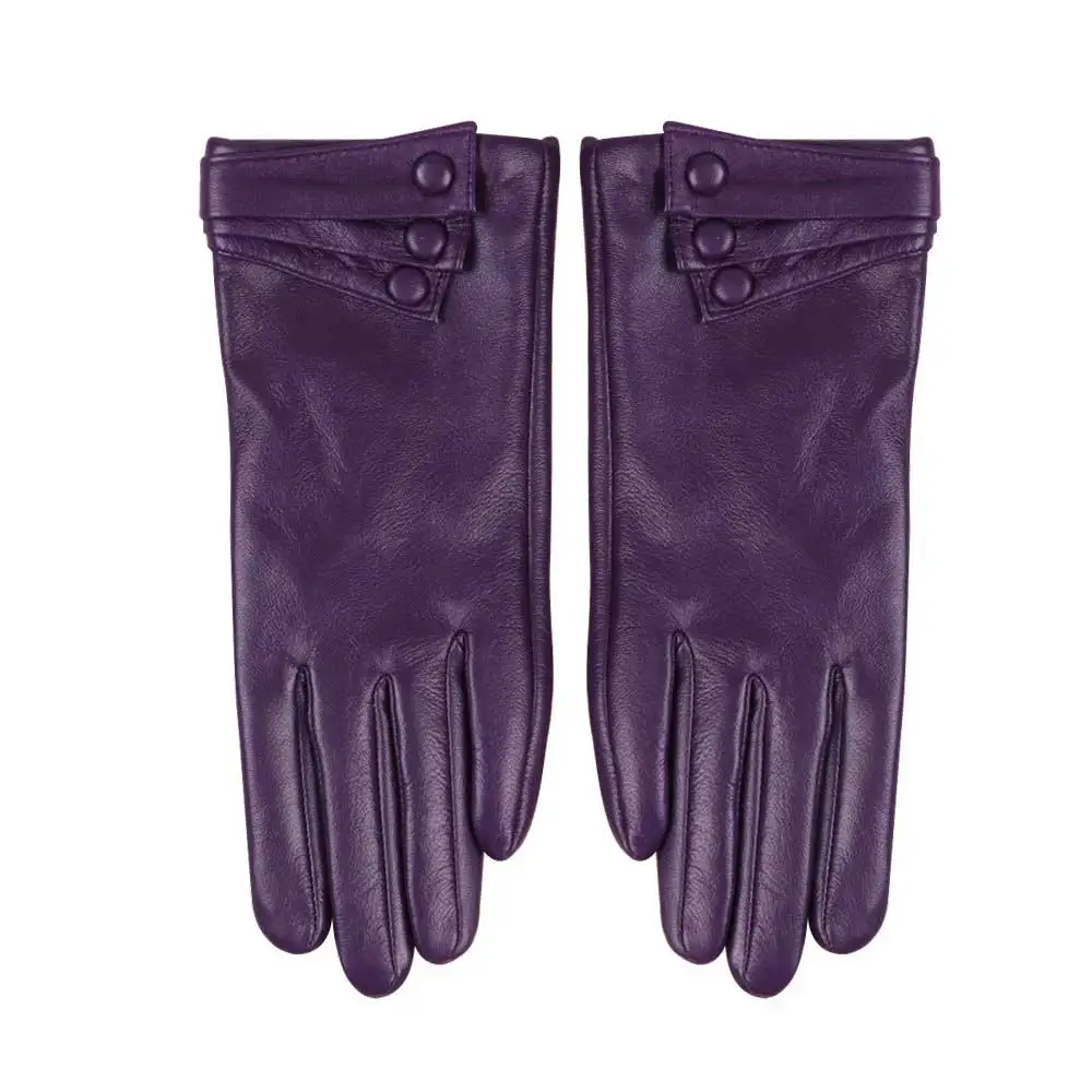 purple sheepskin gloves