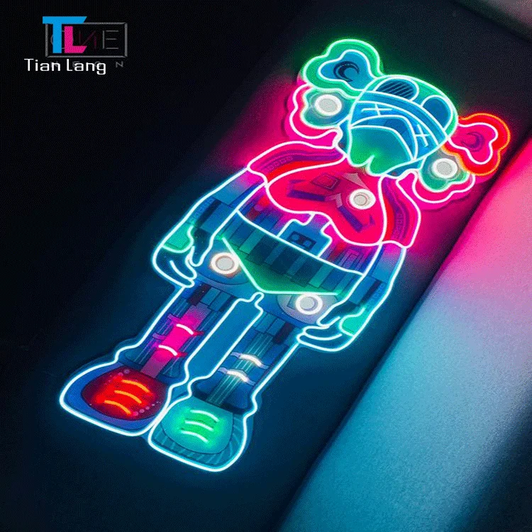 product factory outlet bar decoration outdoor waterproof art deco bedroom led rgbw comic kaws sign neon-14