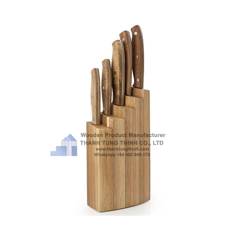 wooden knife block set