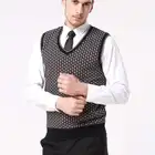Men Vest Men Jacquard Weave British Style Thermal Cozy Fashionable Vest Thermal Formal Top Brown