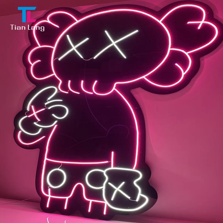 product factory outlet bar decoration outdoor waterproof art deco bedroom led rgbw comic kaws sign neon-12