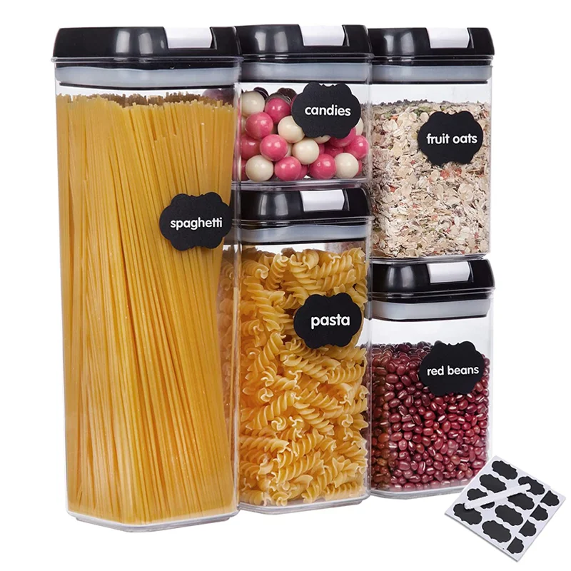 5x Containers Airtight Food Storage Kitchen Accessories Cereal Tub Lid Stackable