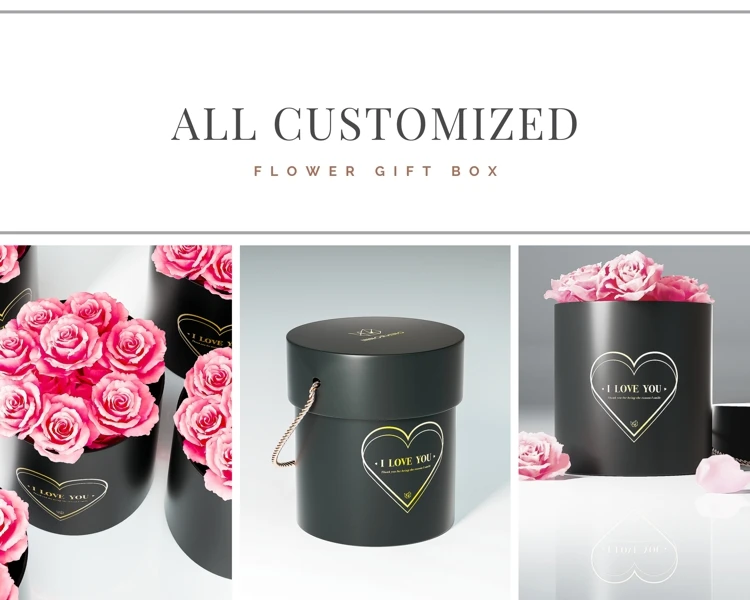 Luxury Round Flower Gift Box with Lid | Custom Printed Heart Packaging ...