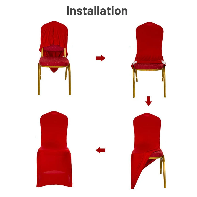 Factory Price Banquet Chair Cover Blue Pleated Skirt Rosette Back Chair