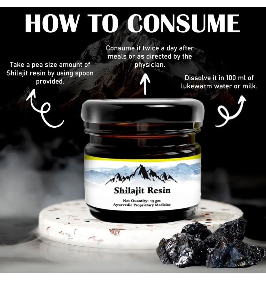 Wellness Supplement Herbal Extract Shilajit Resin For Stress Relief