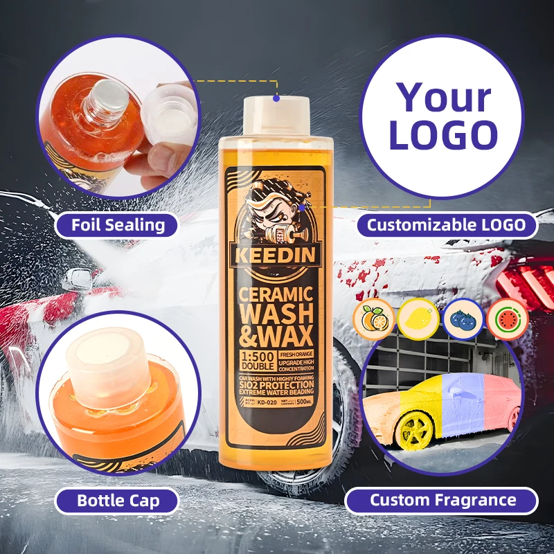 1:500 Ratio Ceramic Shampoo 500ml KEEDIN KD-020 Wholesale High Foaming Car  Soap
