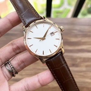 New Business Casual Rose Gold case Genuine Leather Strap Men's Mechanical Watch Classic Elegance Casual Travel Automatic Watches