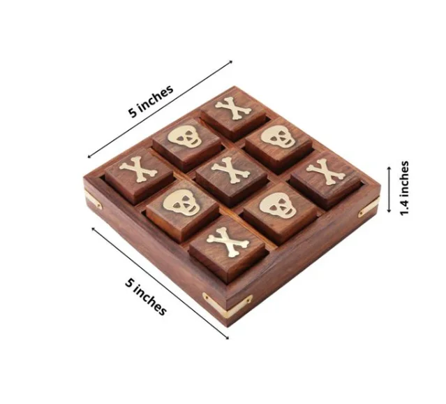 Handcrafted Wooden Tic Tac Toe Coffee Table Game Set XOX Game for Kids Tic Tac Toe Set for Kids Part of Dominoes and Sets