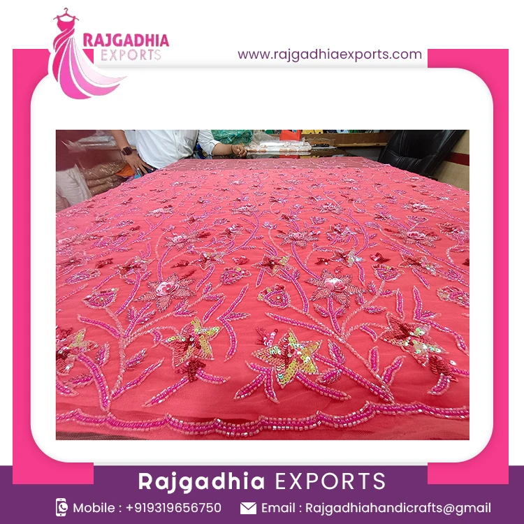 High Quality Beaded Fabric Luxury Embroidery Beads Beaded Lace Fabric