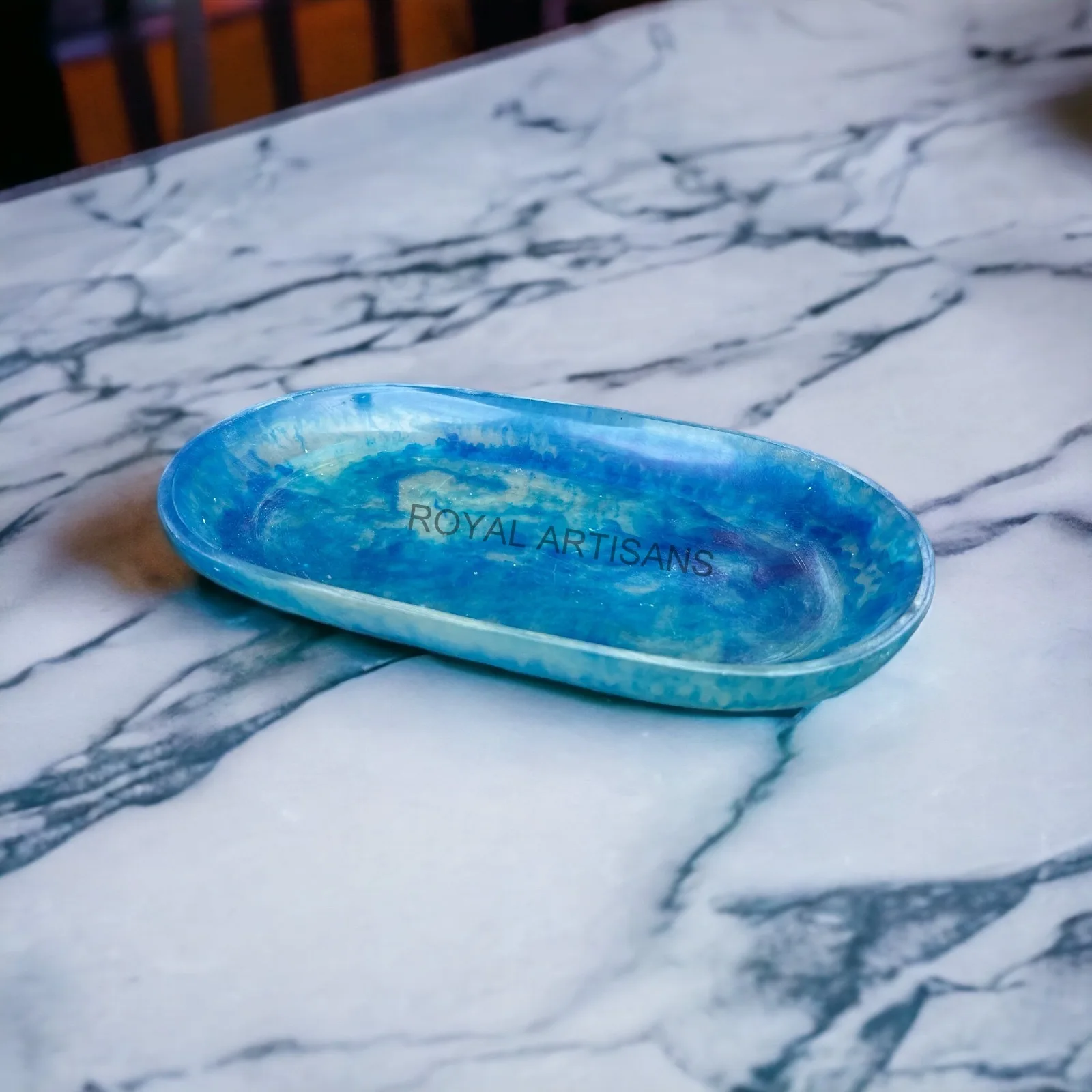 Indian Handmade Custom Color Resin Tray Disposable Breakfast Tray Dishes Plates for Home Kitchen Restaurants Weddings Decor