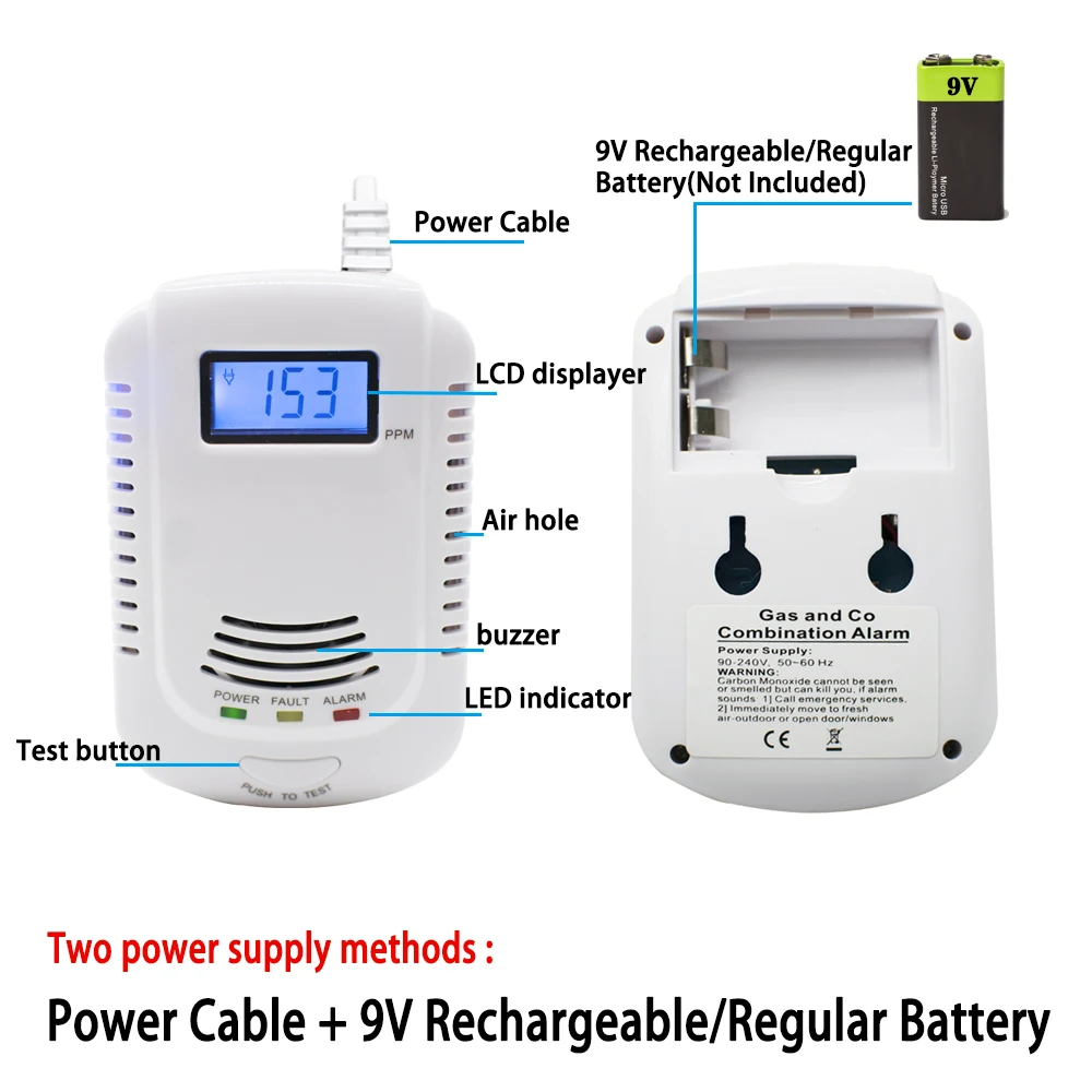 SMG-KR002 2 в 1 газовый композитный детектор датчик давления сигнализация утечки нескольких газов
