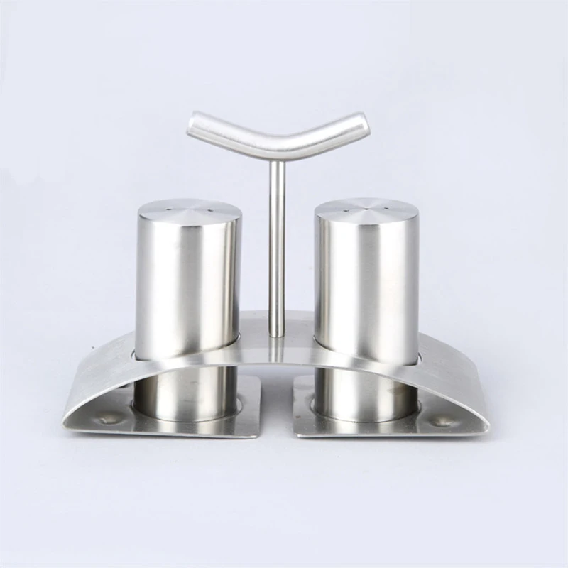 Modern Stainless Steel Salt And Pepper Shaker Set With Stand