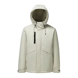 Unisex Outdoor Waterproof Windproof Breathable Plus Size Jacket with Short Hood Thickened Zipper Closure and Warm