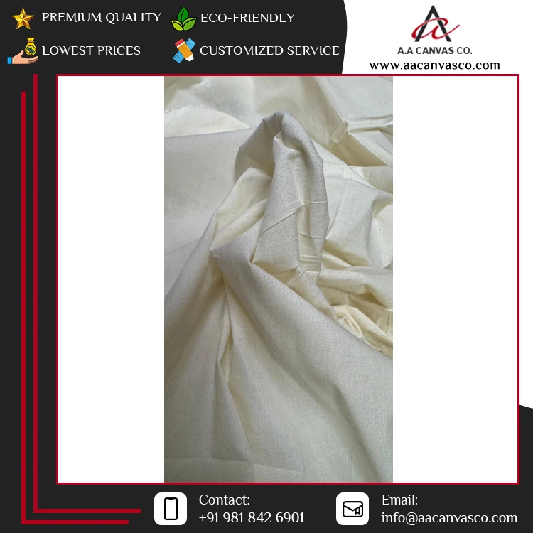 Leading Exporter of Highest Quality Textile Raw Material Lightweight 100% Organic Recycled Muslin Cotton Fabric From India