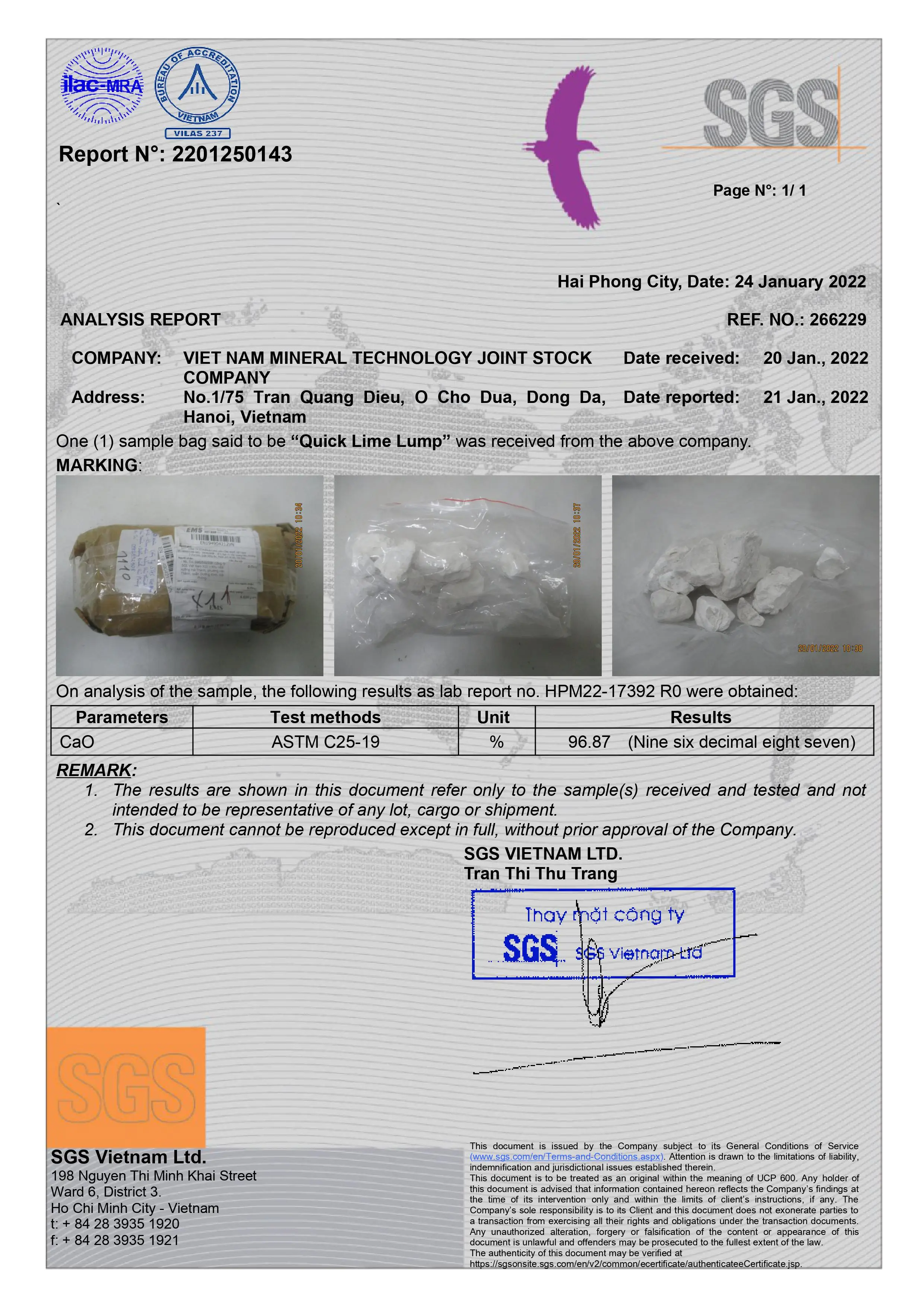 ปูนขาวก้อนเหล็กทำให้ Quick Lime Cao > 90 ปูนขาวเผาแคลเซียมออกไซด์