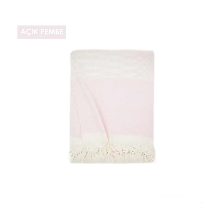 Eti Diamond Turkish Towel Throw Blanket Recycled Cotton Blend Modern Striped Summer Portable Embossed Rashel Woven Tassel