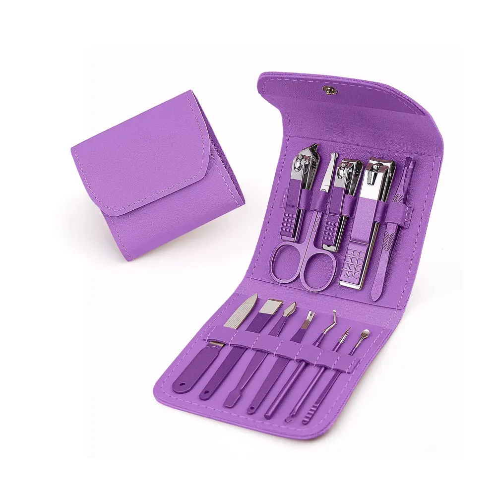 New Handy Leather Packing Manicure Set Kit For Finger Nail Cutting 12
