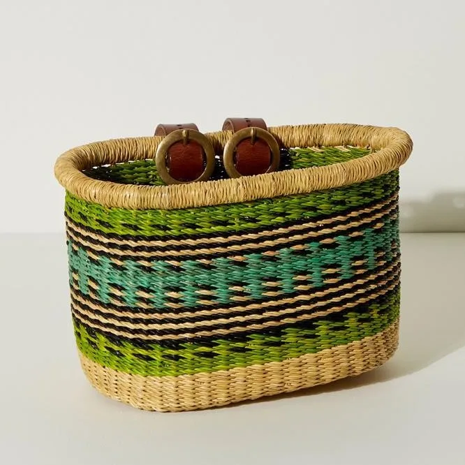 Передняя велосипедная корзина, ручная работа, водоросли, натуральная солома, экологически чистые биоразлагаемые корзины для велосипедов