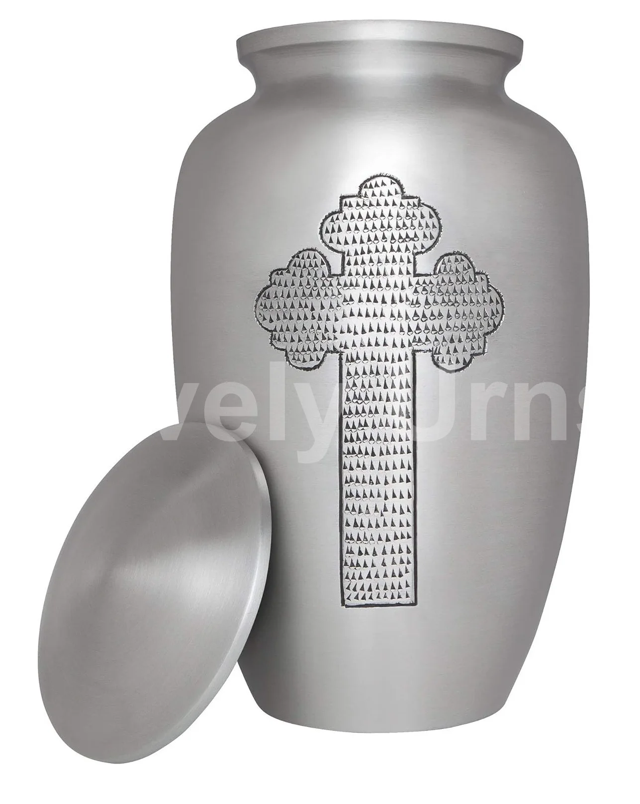 Engraved Silver Cross Aluminium Funeral Cremation Adult Urns For Human ...