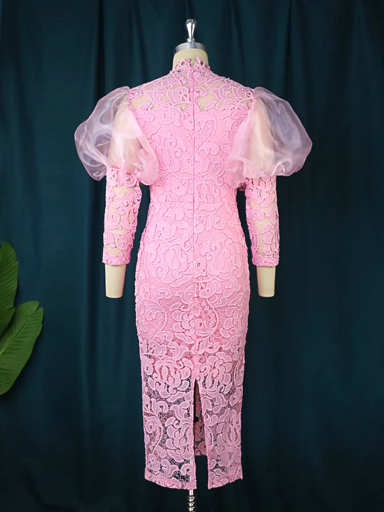 See Through Puff African Lace Fabric Robes Plus Size Women's Dresses See Through Puff African Lace Fabric Robes Plus Size Women's Dresses