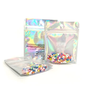 Reusable Bags Hologram Packaging with Clear Front Ziplock Foil for Multipurpose Storage