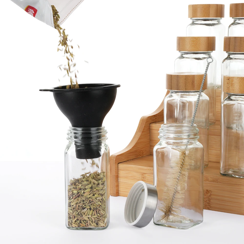 Custom 4oz 6oz 120ml Spice Packaging Set Pepper Seasoning Condiment Glass Spice Jar with Marker and Label