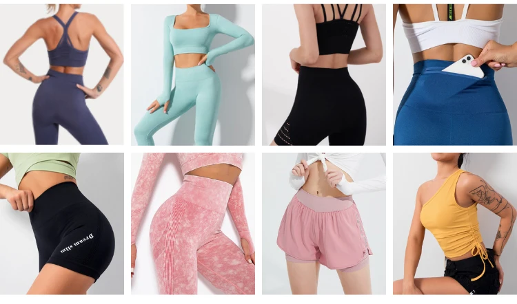 Seamless Sports Bra Pants Yoga Set With Pockets for Removable Cups 
