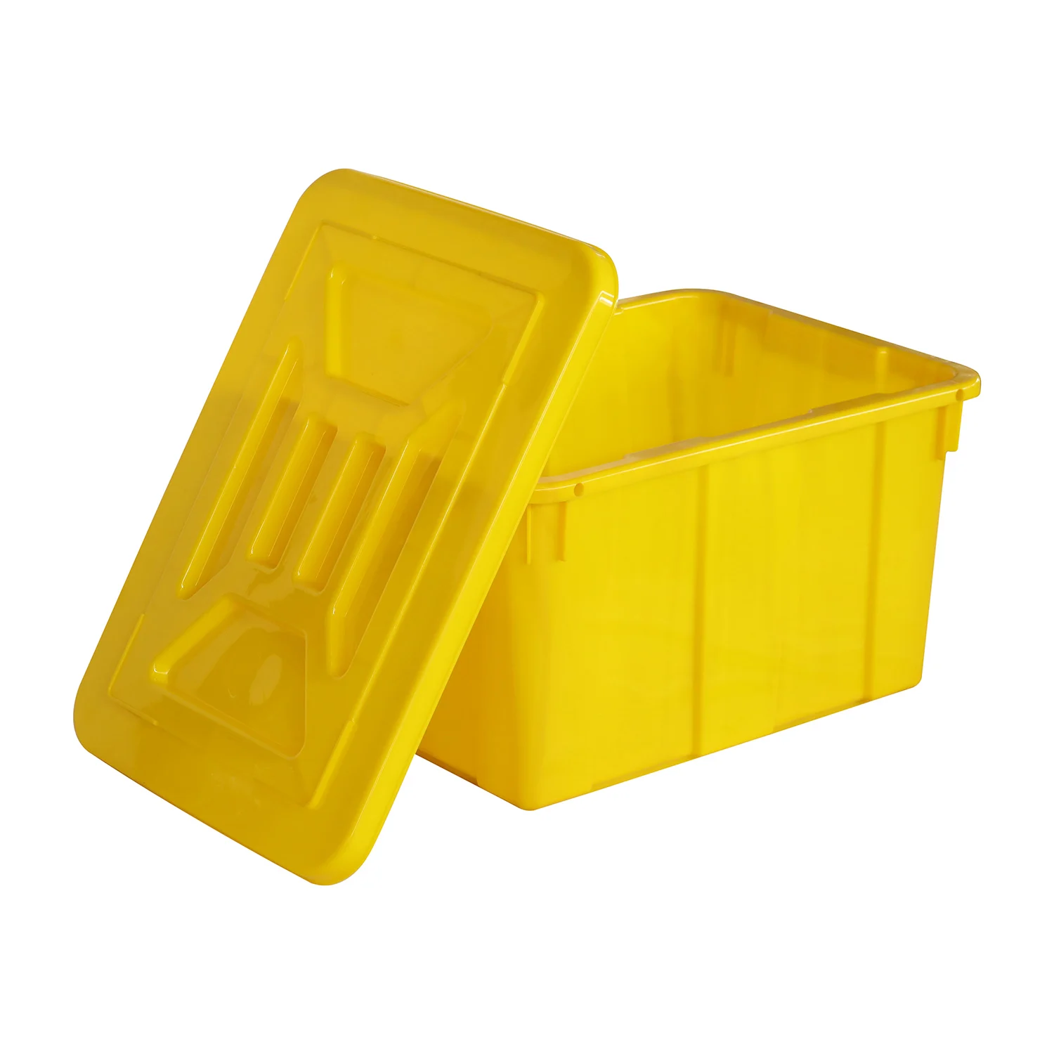 Solid Durable Plastic Storage Crate Yellow Medical Storage Transport Turnover Box With Lid