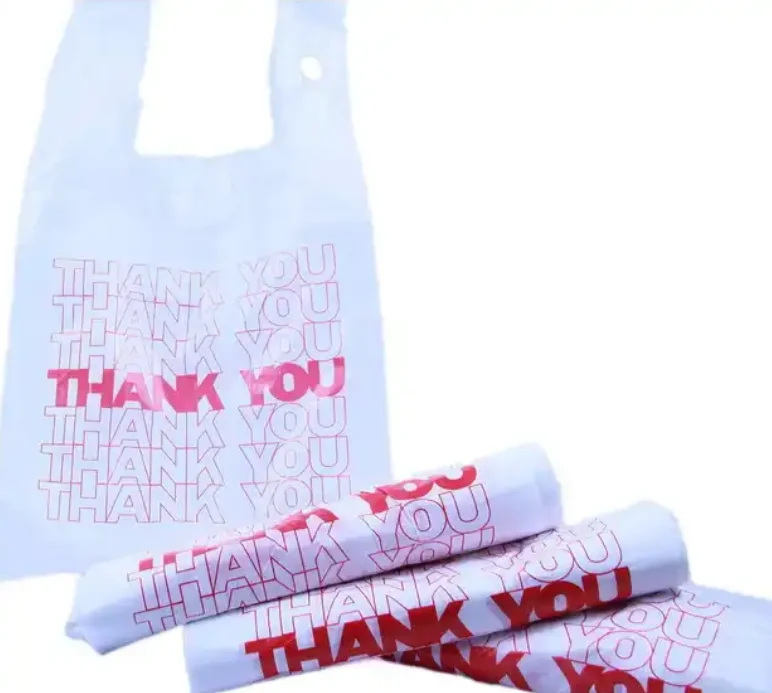 Hot Sale Transparent plastic restaurants custom takeaway bag with takeaway bags food packaging plastic customizable